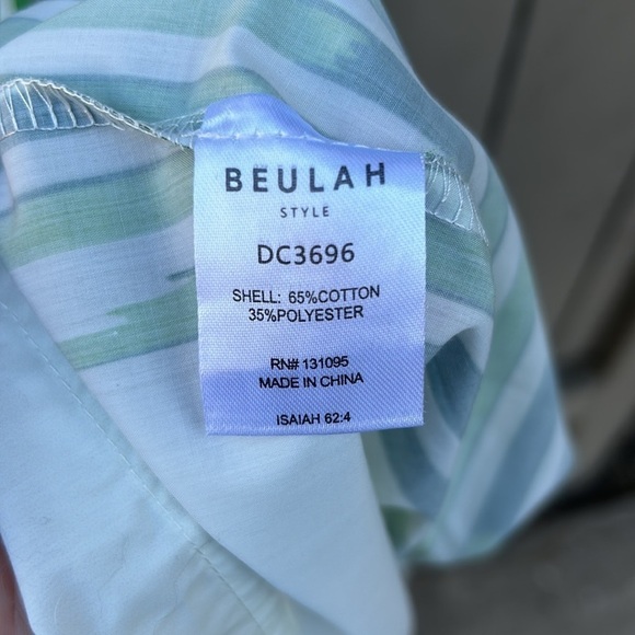 Beulah Style Florida Green Palm Fit and Flare Dress Tropical Hawaiian Vacation L - Picture 5 of 7